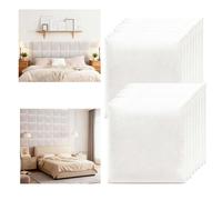 lot de 16 YALION Panneaux muraux 3D 30×30cm -Surface douce en tissu velours,Revêtement mural rembourré enPolyuréthanepour le bricolage de rénovation intérieure & réduction du bruit,Beige
