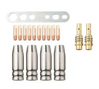 Lot de 17 consommables de torche de soudage 0,8 mm pour lampe torche MIG 15AK jusqu'à 180 A, kit professionnel de travail du métal