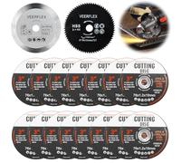 Lot de 17 disques à tronçonner 76 mm pour meuleuse d'angle, disque de coupe, disques flexibles pour couper le métal, le bois, la pierre, le plastique, la céramique, pour alésage de 10 mm