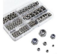 Lot de 170 écrous de blocage en acier inoxydable pour tailles M3 à M10 avec insert en nylon pratique et étui de rangement