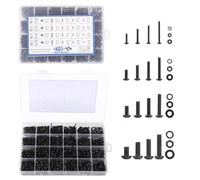 Lot de 1705 vis, écrous et rondelles M2 M3 M4 M5, assortiment de visserie en acier grade 10.9, vis à tête bombée six pans, rondelles plates et freins, coffret de rangement pour réparation et bricolage