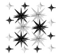 Lot de 18 ballons étoilés en feuille d'aluminium, résistants aux intempéries, ballons métalliques pointus pour anniversaire d'enfant, anniversaire de mariage, ballons moulés en aluminium