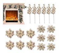 Lot de 18 branches de baies artificielles | Fleurs artificielles pour Noël avec fausses tiges pour extérieur, maison, chambre, bureau, cheminée et W