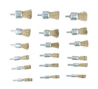 Lot de 18 brosses métalliques en acier inoxydable - Tige de 6 mm - Élimination de la rouille - Avec revêtement en cuivre - Brosse rotative en acier pour perceuse - Nettoyage de soudure - 6 tailles