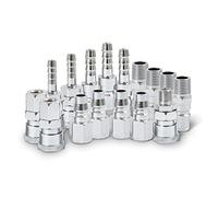 Lot de 18 connecteurs de ligne d'air Euro Airline Compresseur Raccords 6,35 mm BSP Air Line Raccords de tuyau d'air raccords Outils Bouchons Kit d'accessoires avec filetage mâle femelle
