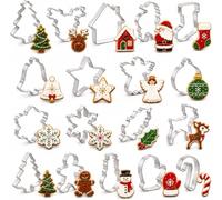 Lot de 18 emporte-pièces de Noël en acier inoxydable - Bonhomme en pain d'épices