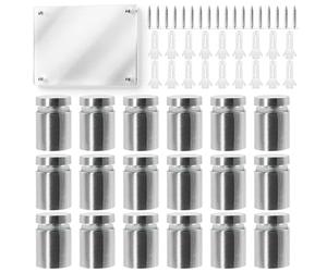 Lot de 18 entretoises murales en acier inoxydable - 19 x 25 mm - Vis d'écartement pour verre, miroir, acrylique, posters et écrans - Douilles d'écartement pour montage