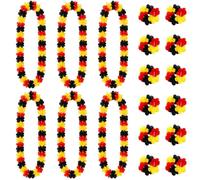 Lot de 18 guirlandes de fleurs - Articles pour fan de l'Allemagne Coupe du monde 2026 - 6 guirlandes moyennes et 12 petites guirlandes - Articles de fan de l'Allemagne - Guirlande de fleurs - Noir