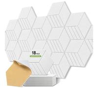 Lot de 18 Panneaux Acoustiques Muraux,Panneau Mural Decoratif I Mousse Acoustique Decoration Murale pour Plafond,Isolation Phonique Chambre, Salon, Gaming, Bureau, Studio 30×30×1cm(blanc)