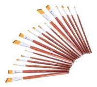 Lot de 18 Pinceau de peinture brosse en nylon pointe plate - Marron Marron G