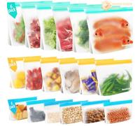 Lot de 18 Sac Congelation Reutilisable et Stand Up, Sac Congelation Zip pour Aliments, Sac à Sandwich Sacs de Rangement Réutilisables, Sacs de Congélation en Silicone Sans BPA