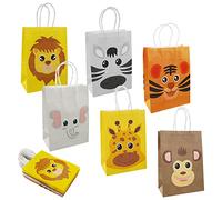 Lot de 18 sacs de fête en papier avec poignée pour enfants, sacs cadeaux en forme d'animaux, sacs à bonbons pour Halloween, Noël, bébé, anniversaire - 21 x 15 x 8 cm