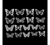 Lot de 18 stickers muraux papillon 3D noirs et blancs pour une utilisation décorative sur des surfaces planes propres y compris les murs, les portes et les miroirs (C)