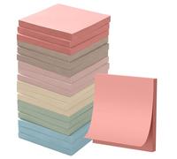 Lot de 18 Sticky Notes, 76 mm x 76 mm Bloc Notes, Marque Page Adhesif avec Palette de Couleurs Rétro, Fourniture Scolaire pour Prise de Note, Listes de Tâches et Rappels, 50 Feuilles par Bloc