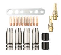 Lot de 19 embouts de soudage MIG M6 1,0 mm, embouts de contact pour diffuseur de gaz, isolateurs pour lampe torche MB-15 AK15