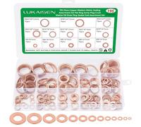 Lot de 195 rondelles de carrosserie, 9 tailles, rondelles plates en cuivre, assortiment de rondelles plates M5, M6, M8, M10, M12, M14, M16, M18, M20, pour vis