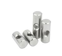 Lot de 2, 3 ou 4 écrous cylindriques à trou transversal en acier inoxydable 304, M4, M5, M6, for meubles en bois(OD8 M5x10(4PCS))