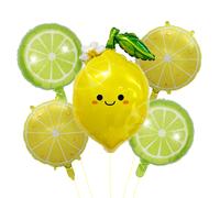 Lot de 2/4/5 ballons d'été en forme de citron, ballons en aluminium jaunes et cyan, décoration de fête d'anniversaire sur la plage hawaïenne, fournitures pour baby shower 2pcs