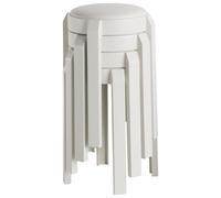 Lot de 2/4/6/8 tabourets ronds empilables en plastique avec siège rembourré pour cuisine, salle de classe, restaurant, assise flexible, coiffeuse - 48 cm