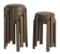 Lot de 2/4/6/8 tabourets ronds empilables en plastique avec siège rembourré pour cuisine, salle de classe, restaurant, assise flexible, coiffeuse - 48 cm