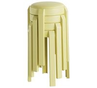 Lot de 2/4/6/8 tabourets ronds empilables en plastique avec siège rembourré pour cuisine, salle de classe, restaurant, assise flexible, coiffeuse - 48 cm