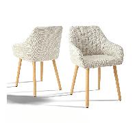 Lot de 2/4/6 chaises de salle à manger scandinaves en tissu texturé - Chaise moderne avec accoudoirs et pieds en bois pour cuisine, salon et coiffeuse,Beige Description du produit Alliez design contem