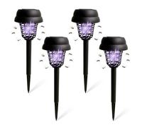 Lot de 2/4 tue-insectes solaires pour extérieur, lampe anti-moustiques, étanche aux UV, pour jardin, terrasse, piège à insectes 2 en 1 avec fonction lumière, résistant aux intempéries pour cour et