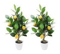Lot de 2 50cm Petit citronnier Artificiel avec Pot,Arbre Artificiel Nain avec Citron,Branche&Feuillage,sans Entretien,Mini Fausse Plante décorative pour Salon,Bureau,Banquet-Intérieur/Extérieur