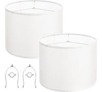 Lot de 2 abat-jours tambour 40,6 x 40,6 x 30,5 cm avec harpe (blanc cassé)