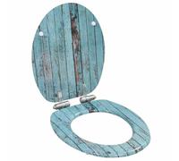 Lot de 2 abattants de toilettes avec couvercle à fermeture douce en bois MDF vieilli - Ajustement universel - Charnières réglables - Système d'abaissement automatique silencieux - Fixation stable