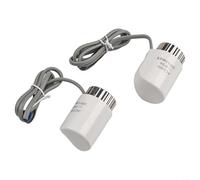 Lot de 2 actionneurs thermiques électriques AC 230 V M30 x 1,5 mm pour chauffage au sol, boîtier en PC blanc avec câble de 90 cm, compatible avec les contrôleurs programmables (normalement fermé)