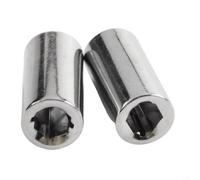 Lot de 2 adaptateurs de douille 1/4 carré - Embouts d'extension plaqués chrome poli pour réparation automobile
