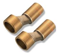 Lot de 2 adaptateurs de raccord en S - 3/4" vers 1/2" - En laiton - Pour robinet de douche - Longueur : 70 mm - Bras de rallonge - Raccords de robinet réglables pour robinetterie murale