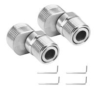 Lot de 2 adaptateurs de robinet de douche extensibles en acier inoxydable - Raccord en S rotatif à 360° - Avec pied coudé et 4 clés Allen - Valves et raccords pour salle de bain et cuisine
