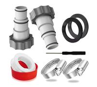 Lot de 2 adaptateurs de tuyau pour pompe, 32-38 mm | Connecteur de tuyau de piscine - Colliers de serrage - Adaptateur pour pompes avec raccord fileté et valve à piston
