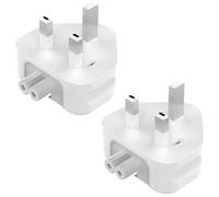 Lot de 2 adaptateurs de voyage Europe vers prise britannique, adaptateur AC, bloc d'alimentation pour MacBook, adaptateur de rechange, prise MejaRizon UK pour bloc d'alimentation Apple, compatible