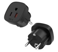 Lot de 2 adaptateurs de voyage USA, adaptateur US pour voyage en provenance de l'UE, adaptateur de voyage US vers Europe, prise allemande, prise européenne américaine vers EU, adaptateur secteur pour