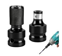 Lot de 2 adaptateurs d'embouts 1/2" vers 1/4", adaptateur de ouille en acier au carbone, porte-embout avec verrouillage, résistant aux chocs pour visseuse sans fil, cliquet et perceuse