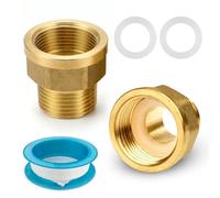 Lot de 2 adaptateurs réducteurs de filetage 1,9 cm vers 1,3 cm en laiton massif F3/4" femelle vers M1/2" mâle pour entrée d'eau de nettoyeur haute pression, vannes d'irrigation goutte à goutte et
