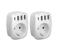 Voltman - Lot de 2 adaptateurs voyage UE/US + 4USB