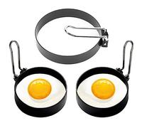 Lot De 2 Anneaux D'Œufs Antiadhésifs, 9x2cm Moule À Oeufs Rond En Acier Inoxydableen Omelette Moule Cuisson Moule Oeufs Au Plat Avec Poignées Pliantes Moules Oeuf Au Plat Pour Œufs Rouleaux D'oeufs