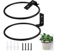 Lot de 2 anneaux métalliques pour pots de fleurs de 10 cm/15 cm, supports muraux pour jardinières avec vis