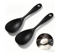 Lot de 2 Antiadhésive Cuillère de Service à Riz,22,5 x 6,2 cm Cuillère à Riz en Silicone,avec Trou pour La Suspendre,Résistante à La Chaleur pour le Riz, la Purée de Pommes de Terre, Remuer, Mélanger