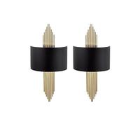 Lot de 2 appliques art déco en métal - L. 22 x H. 75 cm - Noir et doré - SANGARIUS
