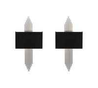 Lot de 2 appliques art déco en métal - L. 22 x H. 75 cm - Noir et gris - SANGARIUS
