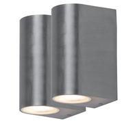 Lot de 2 appliques extérieures argent éclairage jardin spots Up Down en aluminium moulé sous pression