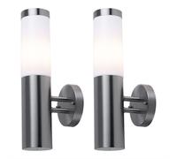 Lot de 2 appliques murales d'extérieur applique murale lampe torche acier inoxydable argent maison applique façade lampe, 1x E27, LxlxH 7,8x14,5x36cm, jardin porte d'entrée entrée allée balcon