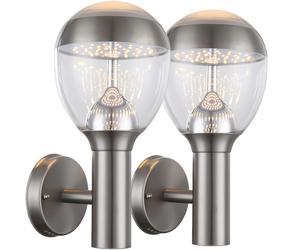 Lot de 2 appliques murales d'extérieur LED 11 watts en acier inoxydable lampe de véranda gris foncé