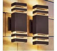 Lot de 2 appliques murales d'extérieur modernes, luminaires muraux extérieurs marron, éclairage de porche bidirectionnel (hau Femeo