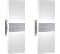 Lot de 2 appliques murales d'intérieur 12W LED acrylique éclairage mural moderne pour salon, chambre, escalier, couloir Blanc fro